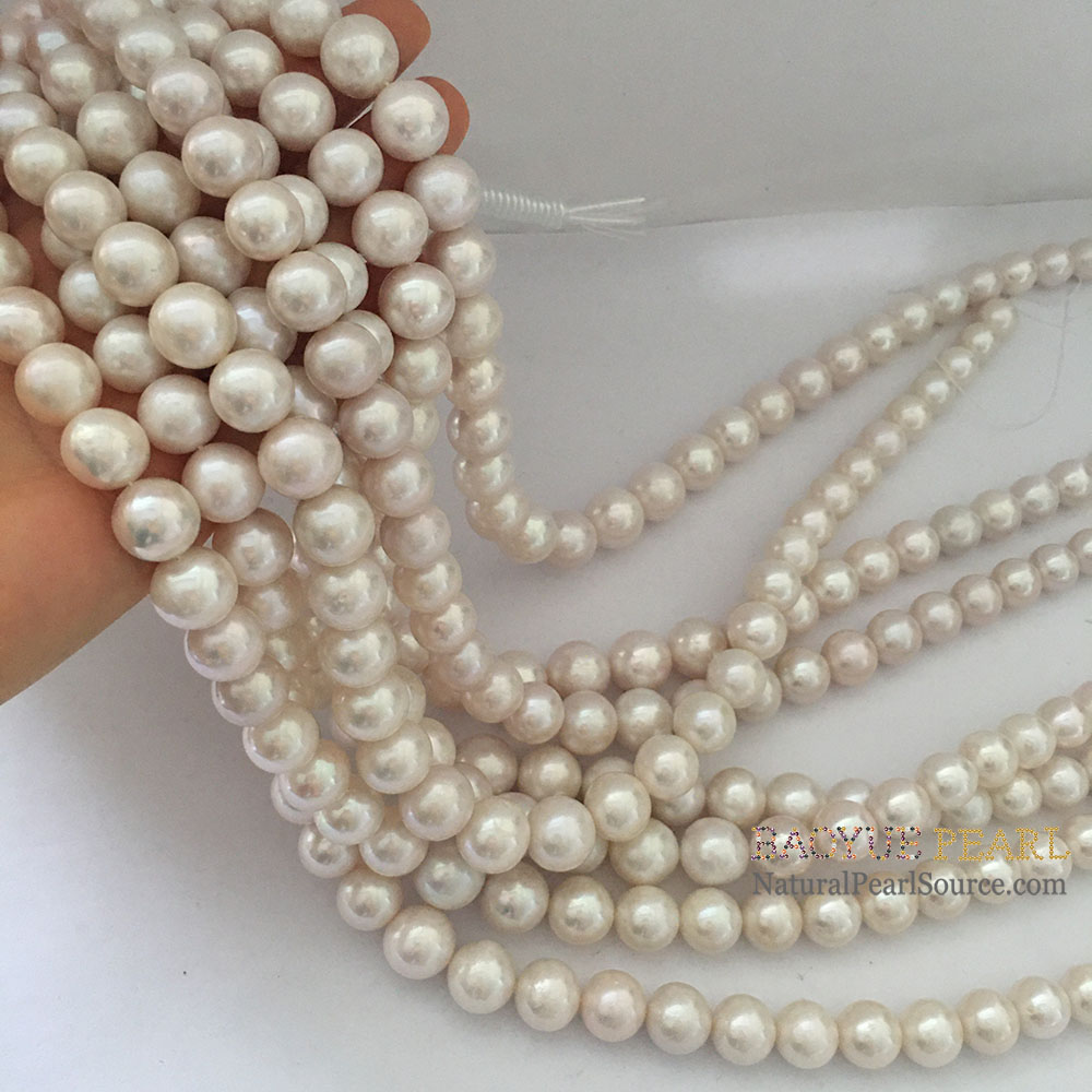 16 inch AA Grade 10.5-14 mm white perfect round Natural pearls for sale, loose wholesale freshwater pearl in strand