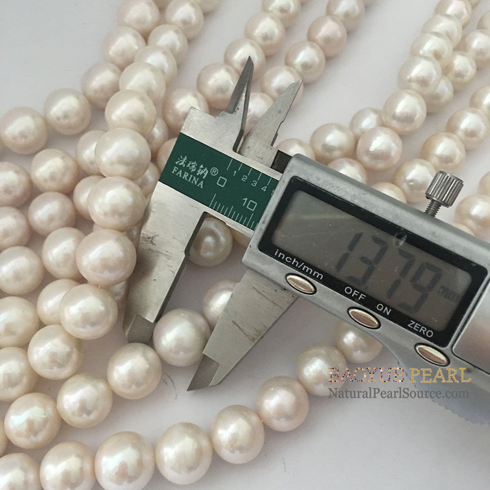 16 inch AA Grade 10.5-14 mm white perfect round Natural pearls for sale, loose wholesale freshwater pearl in strand