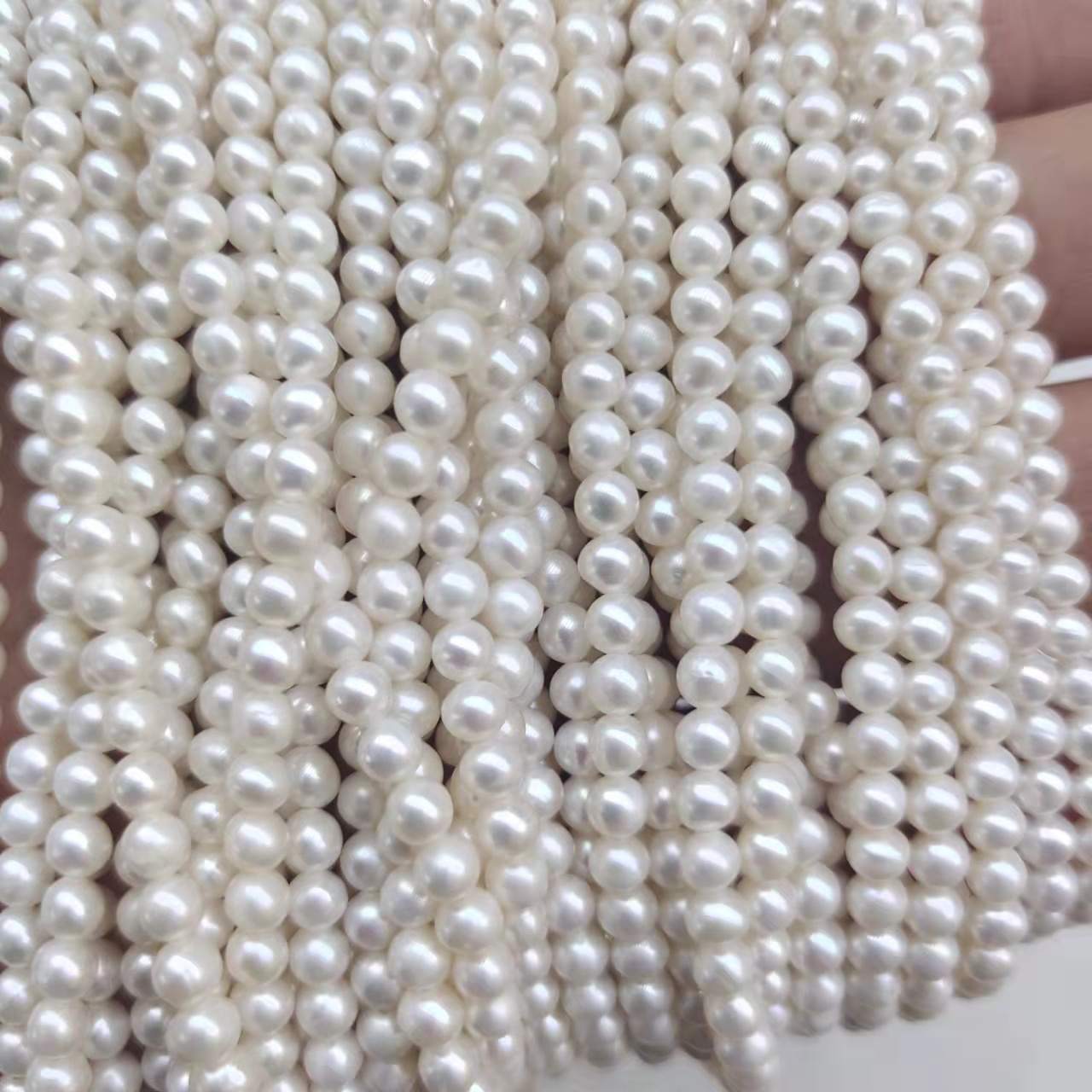 3-7.5 mm AAA good quality round shape natural freshwater pearls in strand loose pearl wholesale price