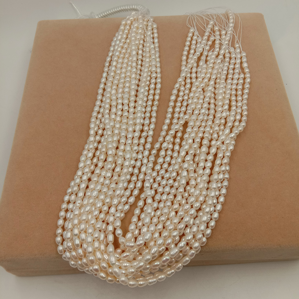 5-6 mm AAA High Quality Rice Shape Pearl,Natural pearl necklace and bracelet  wholesale Pure freshwater pearl in strand