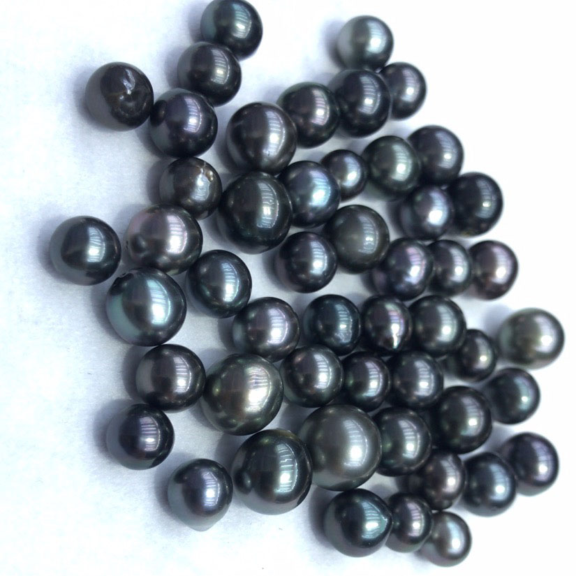 8-11 mm Tahitian Pearls Wholesale AA near round nature loose Tahitian pearl with half,OR no hole,black color