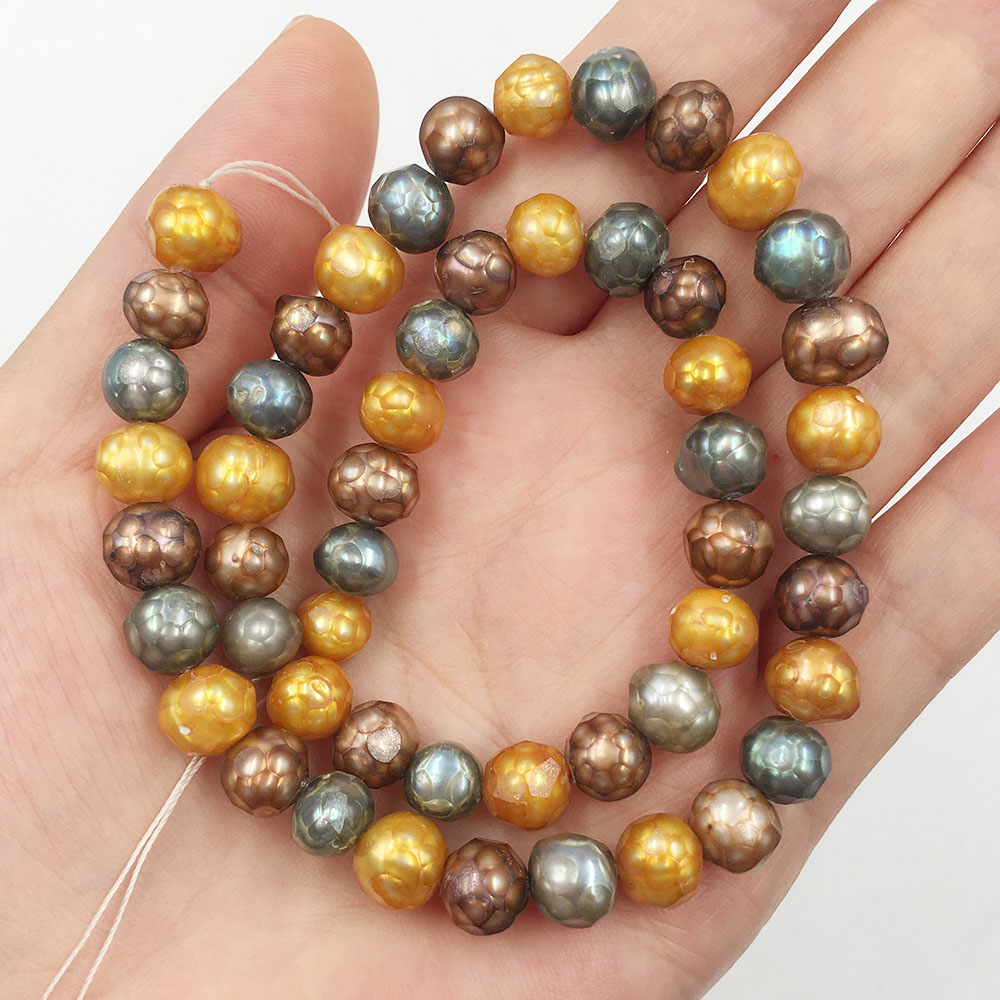 7-8 mm baroque pearl from Natural pearls factory 100% freshwater pearl wholesale loose freshwater pearl in strand,gold and brown color