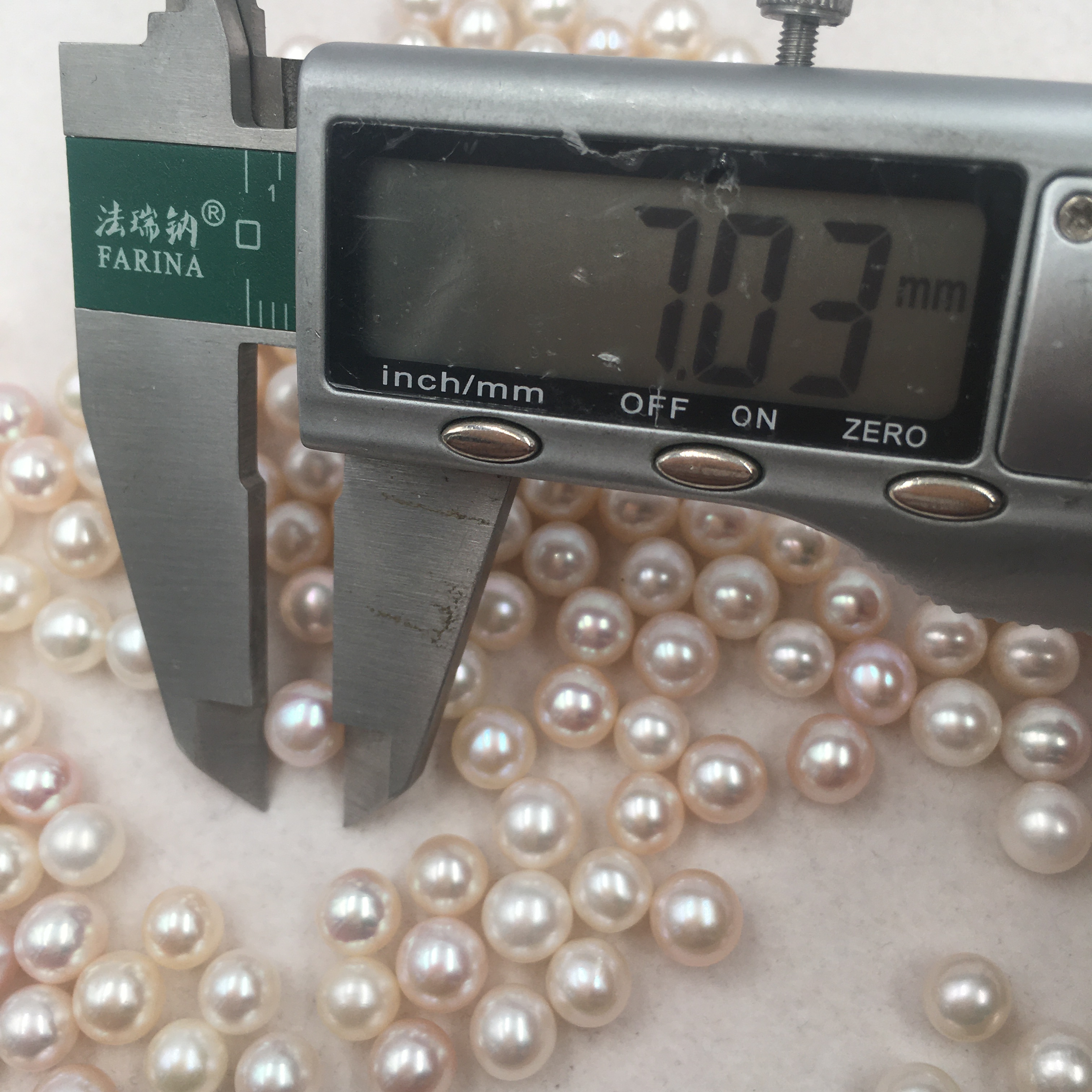 6.5-7.5 mm DIY Freshwater Pearls Wholesale, high quality AAA white round pearl nature loose freshwater pearl,half or no hole