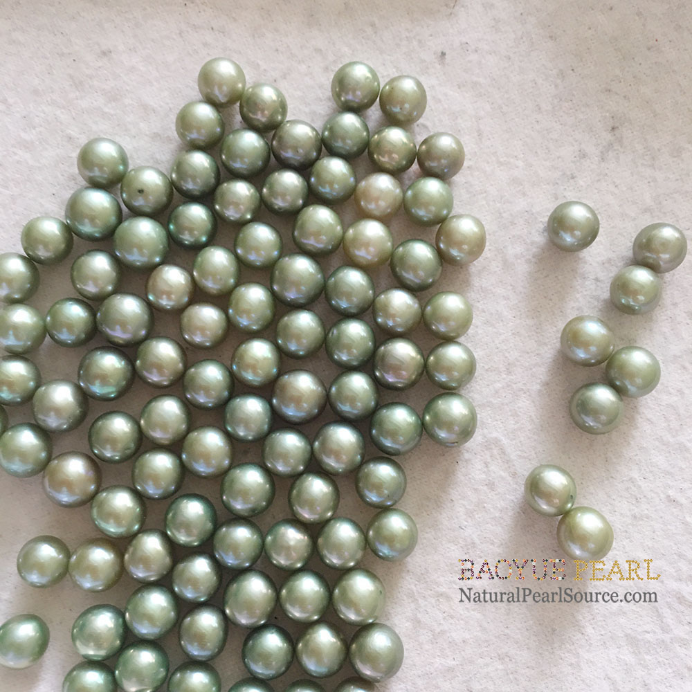 8-9 mm AA round olive green pearl with wholesales price, Natural pearls Wholesaler loose freshwater pearl with half or no hole drilled