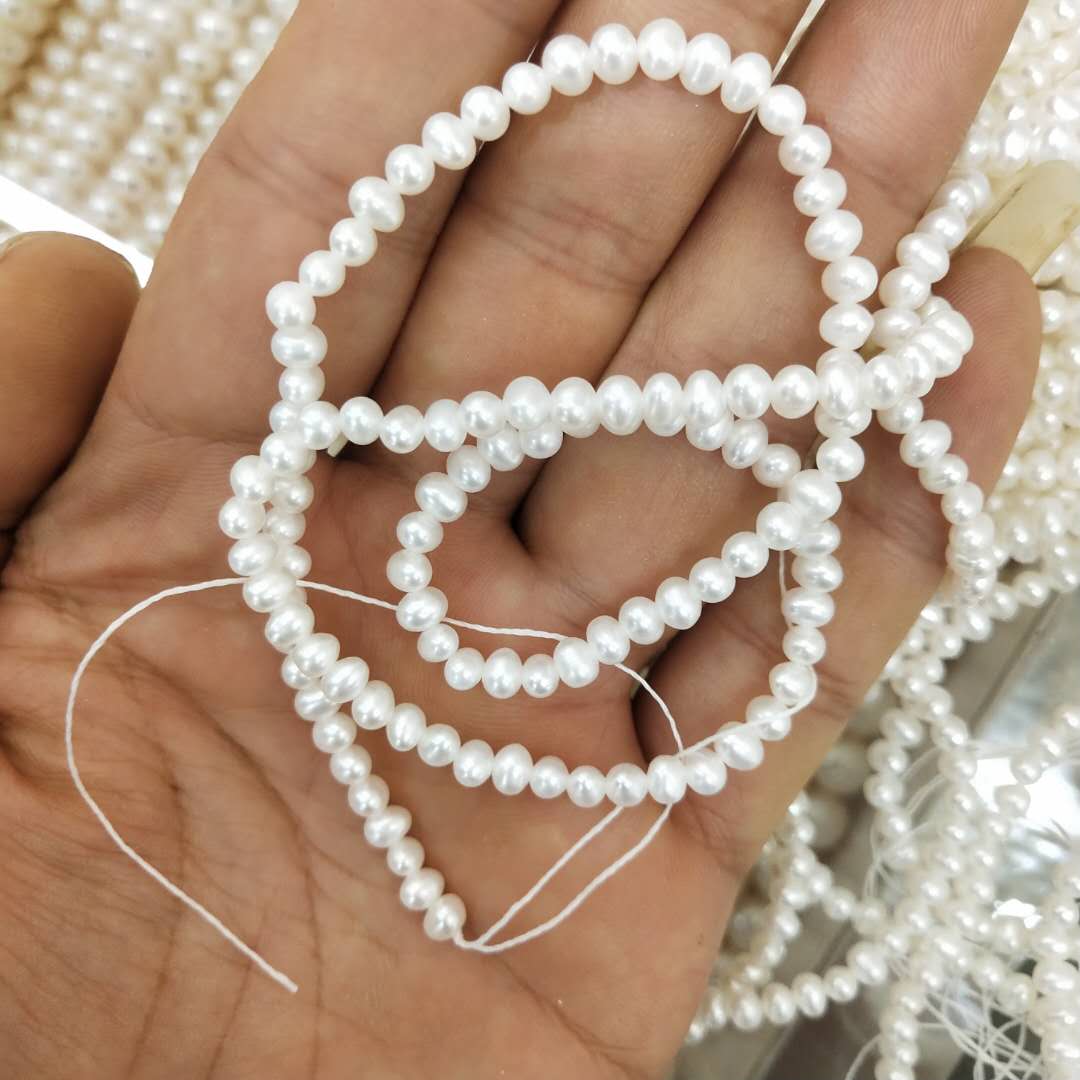 3-4 mm mini rice shape Pearl company freshwater pearl loose in strand wholesale freshwater pearl in strand
