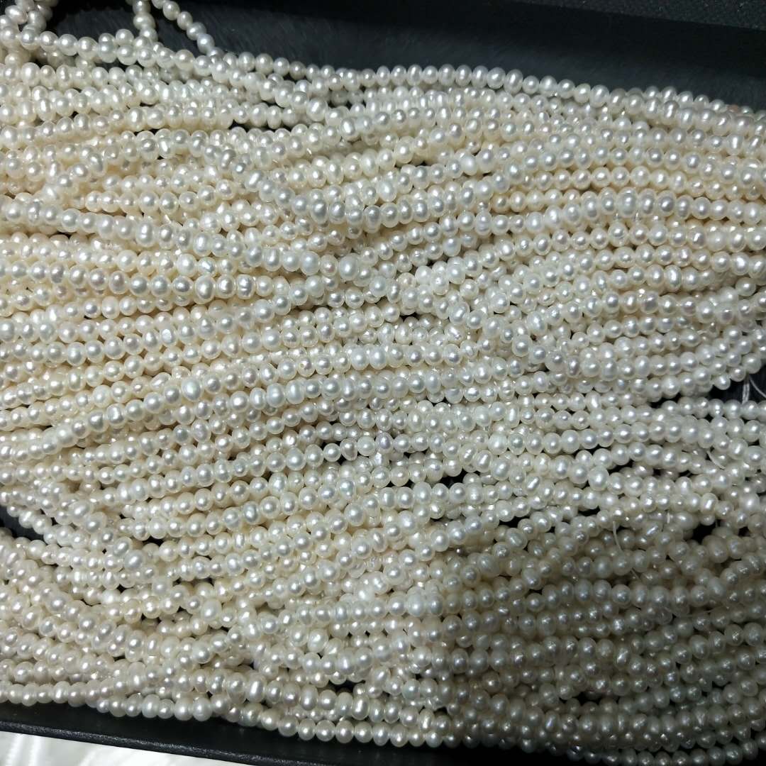 3-4 mm mini rice shape Pearl company freshwater pearl loose in strand wholesale freshwater pearl in strand