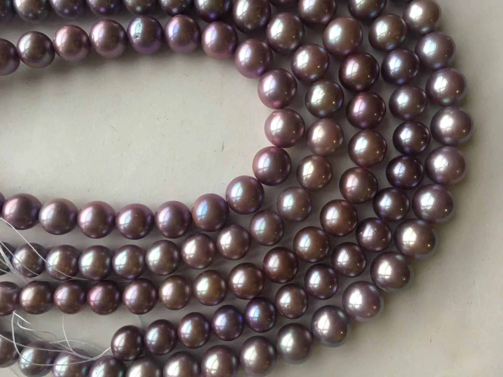 10-13.5 mm Pure pearls near round loose purple pearls wholesale freshwater pearl in strand