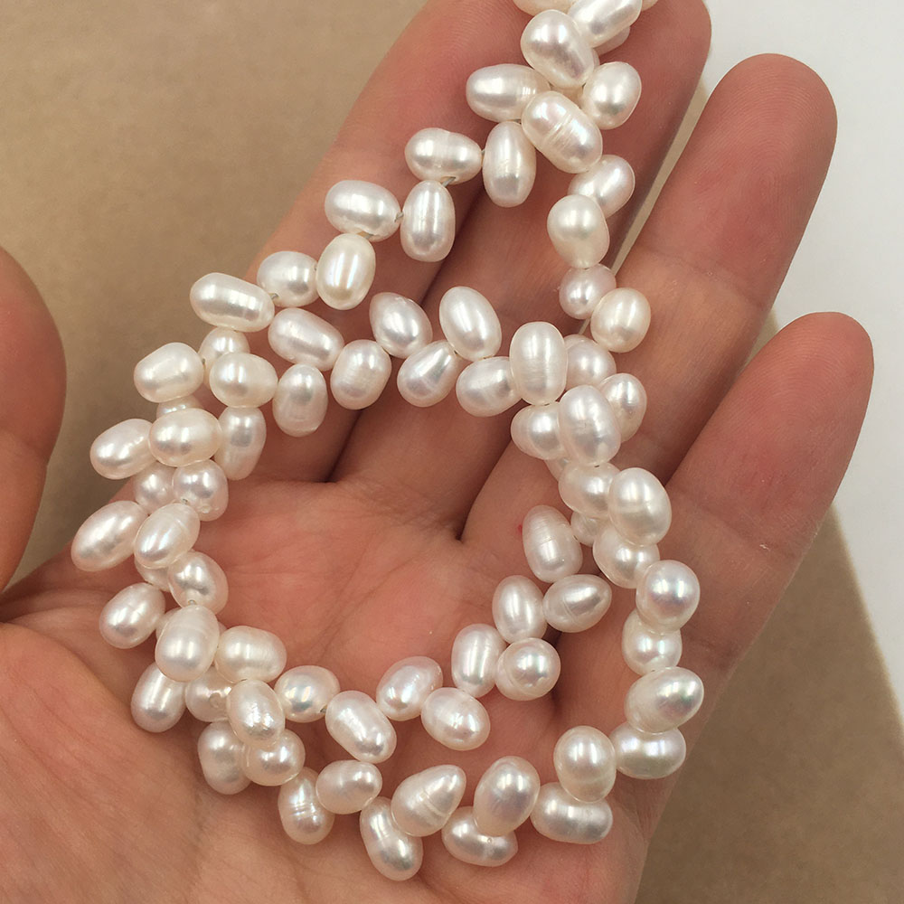 5-6 mm rice pearl bulk buy pearls side hole natural pearl loose wholesale nature freshwater pearl in strand