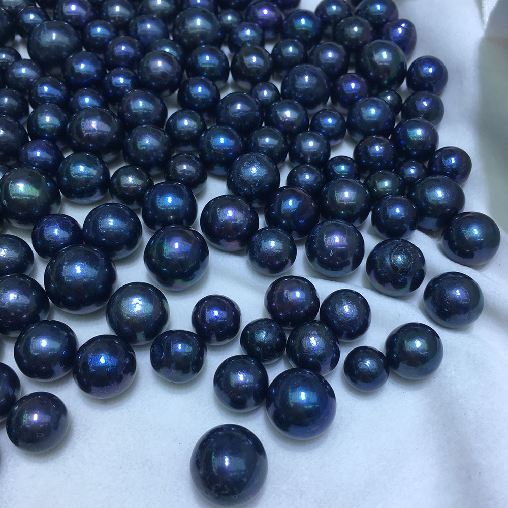 10-16 mm A big black pearl round wholesale DIY BEADS, with 100% nature freshwater pearl with half or no hole