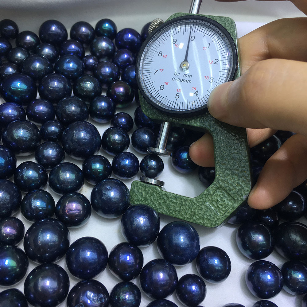 10-16 mm A big black pearl round wholesale DIY BEADS, with 100% nature freshwater pearl with half or no hole