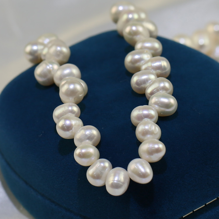 7-8mm natural pearl source long necklace wholesale 3A rice pearl necklace manufacturer