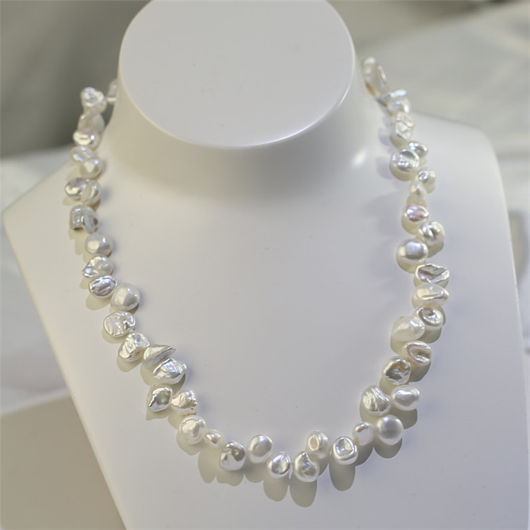 8mm keshi necklace and bracelet white drop pearl set