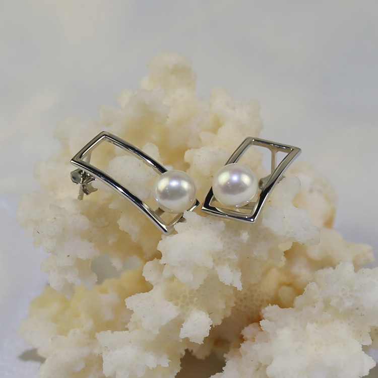 7-7.5mm round AA 925 sterling silver studs pearl earring for women setfreshwater pearl earring gift earings wholesale