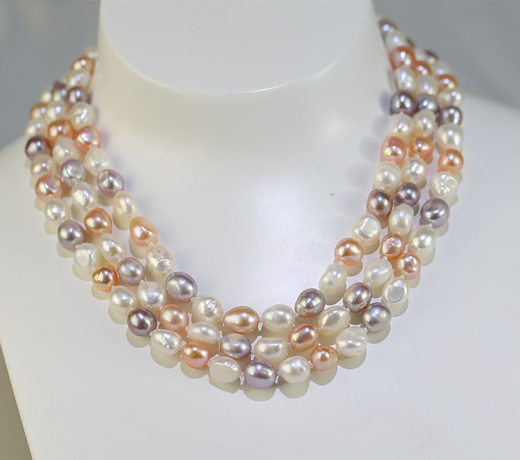 baroque Freshwater pearl necklace Wholesale  63 inches long white color AA grade good quality Pearl necklace wholesale
