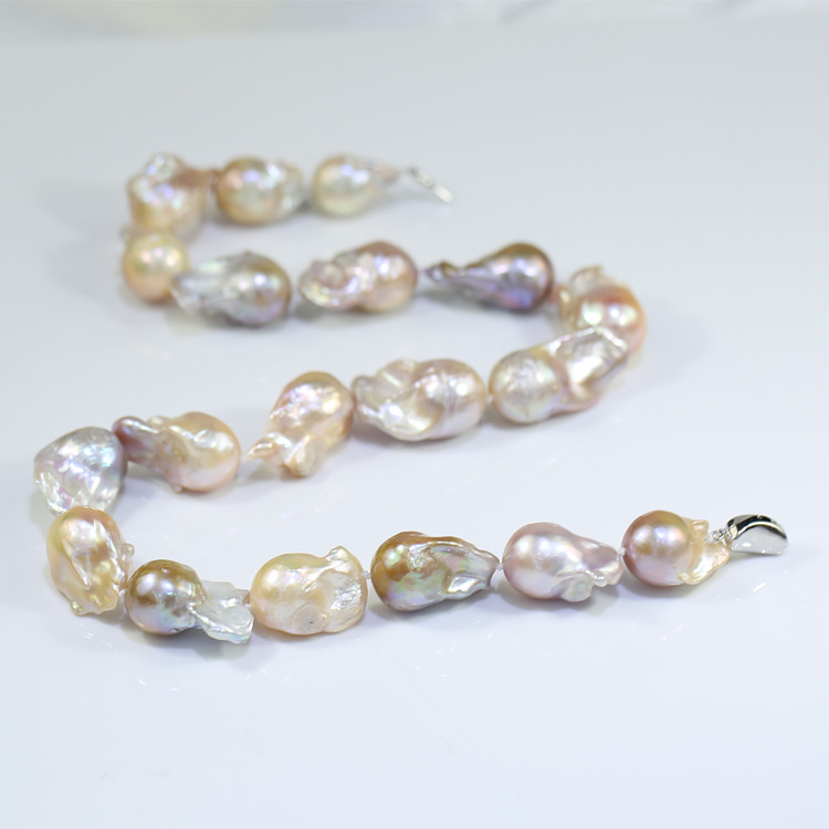 15*20mm Big baroque pearl necklaces freshwater pearl pendant 925 silver freshwater pearl necklace supplier
