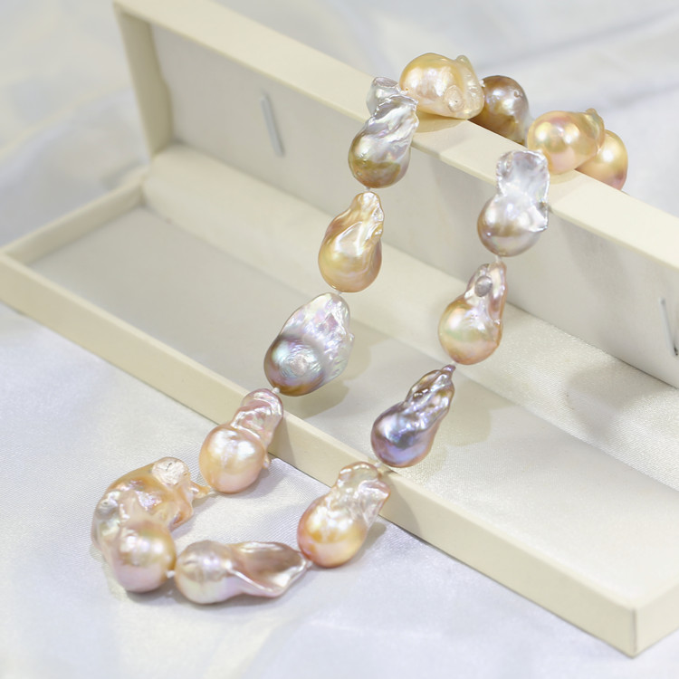 15*20mm Big baroque pearl necklaces freshwater pearl pendant 925 silver freshwater pearl necklace supplier