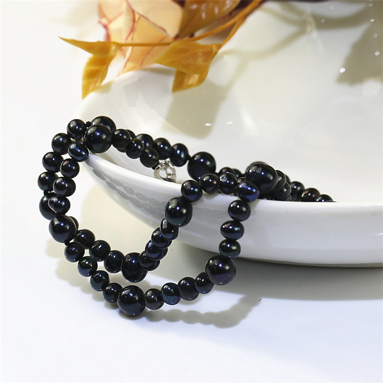 5-8mm Black freshwater pearl necklace potato AA 36 inches customized Freshwater pearl necklace jewelry wholesale