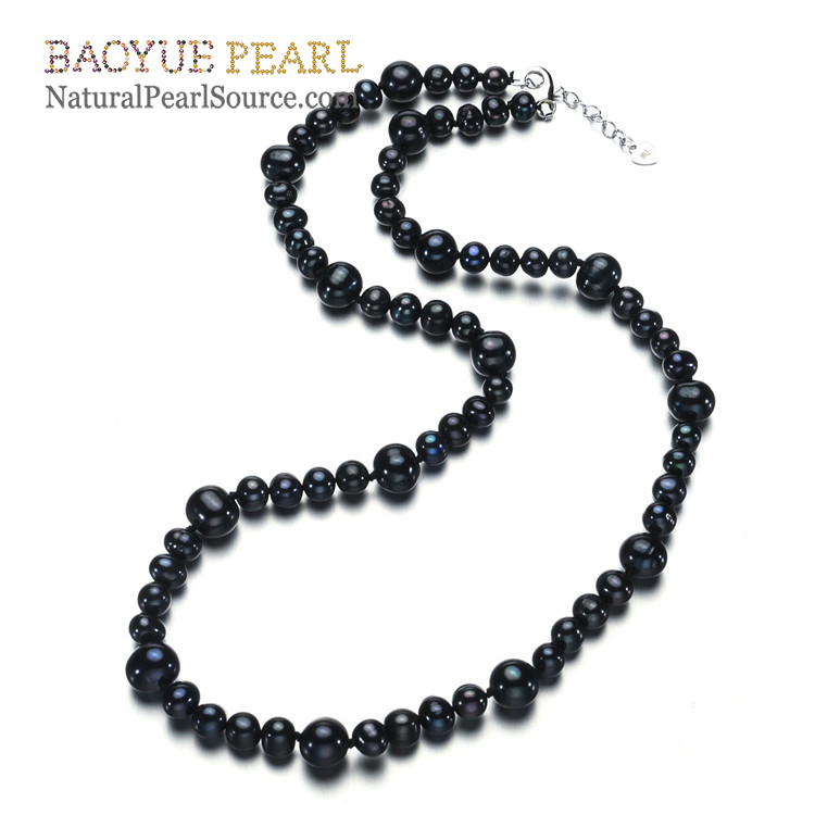 5-8mm Black freshwater pearl necklace potato AA 36 inches customized Freshwater pearl necklace jewelry wholesale