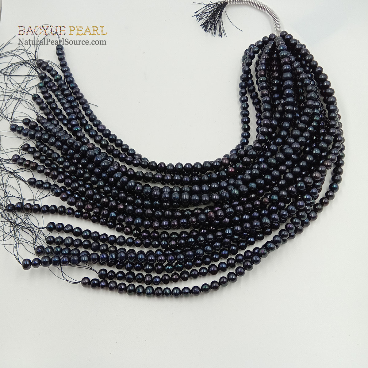 8-9 mm Black round loose pearls wholesale freshwater pearl in strand 16 inch black pearls wholesale 