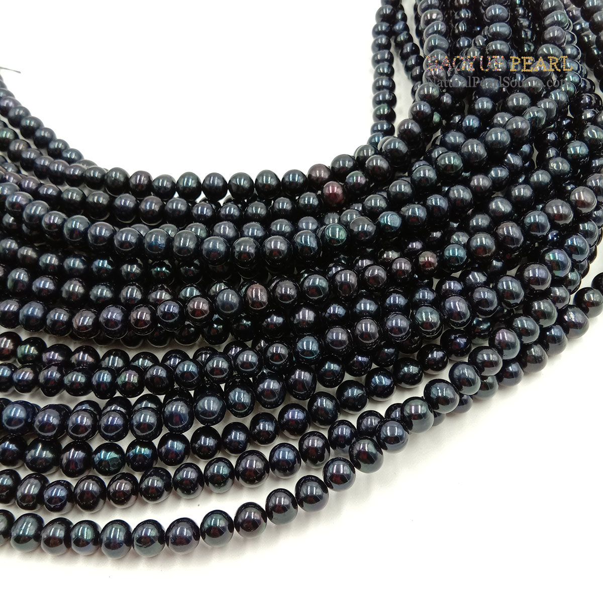 8-9 mm Black round loose pearls wholesale freshwater pearl in strand 16 inch black pearls wholesale 