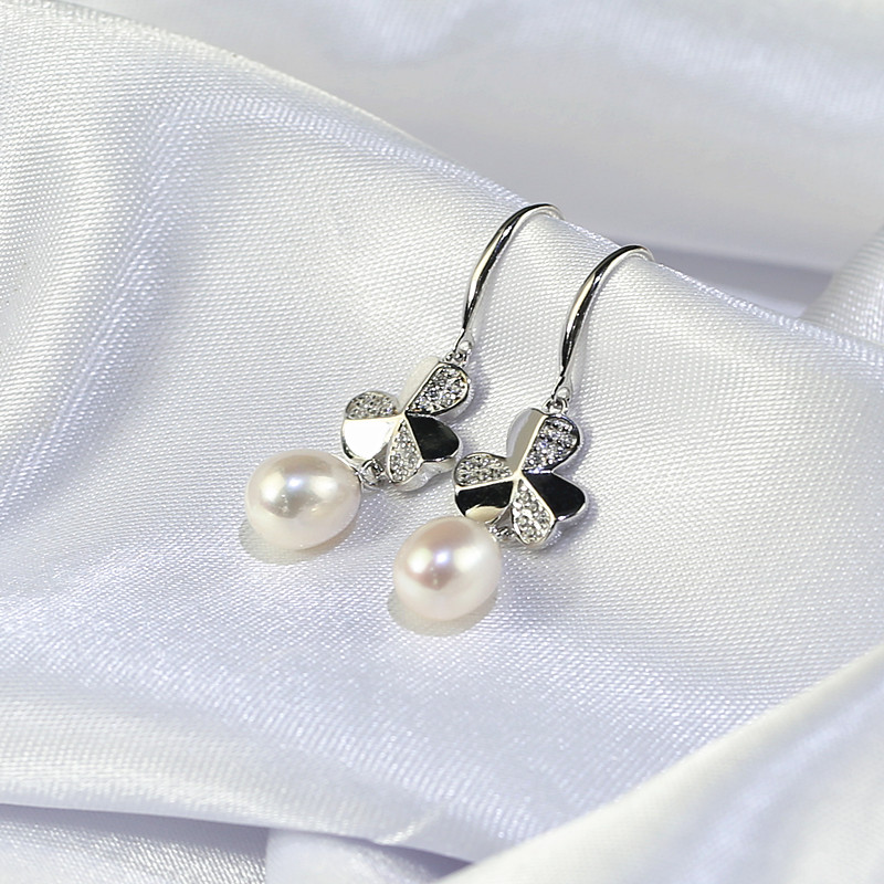 8mm Clover Freshwater pearl earring , Clover shell earrings manufacturer Freshwater Pearl Earrings wholesale