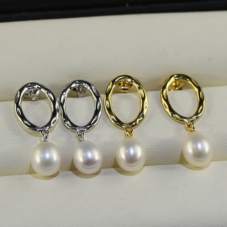 8mm drop freshwater natural pearls stud earrings manufacture Freshwater pearl earrings wholesale