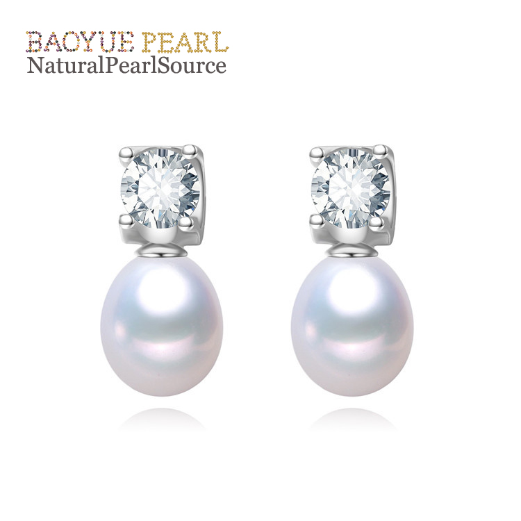 8mm earring jewelry wholesale, drop 925 silver Freshwater Natural Pearl Earrings With Low Price