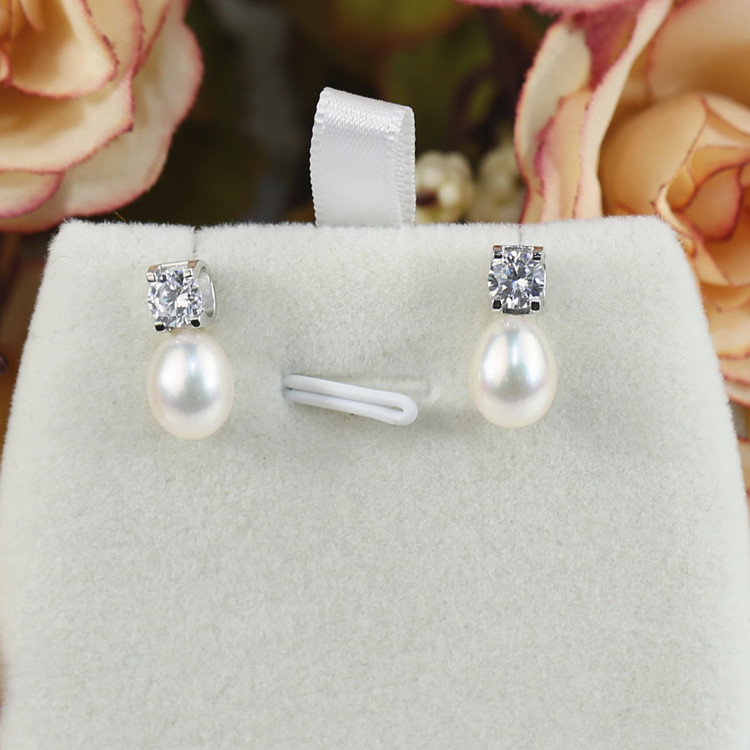8mm earring jewelry wholesale, drop 925 silver Freshwater Natural Pearl Earrings With Low Price