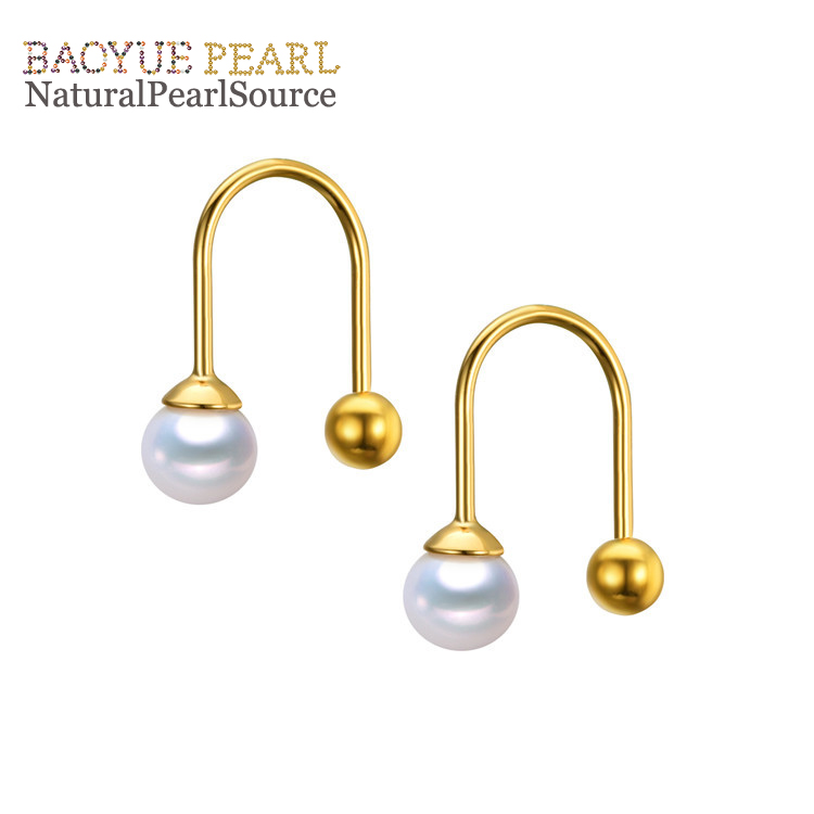 5.5-6mm Freshwater Cultured Pearl Earring, 3A round 925 Sterling Silver  Freshwater Natural Pearl Earrings wholesale