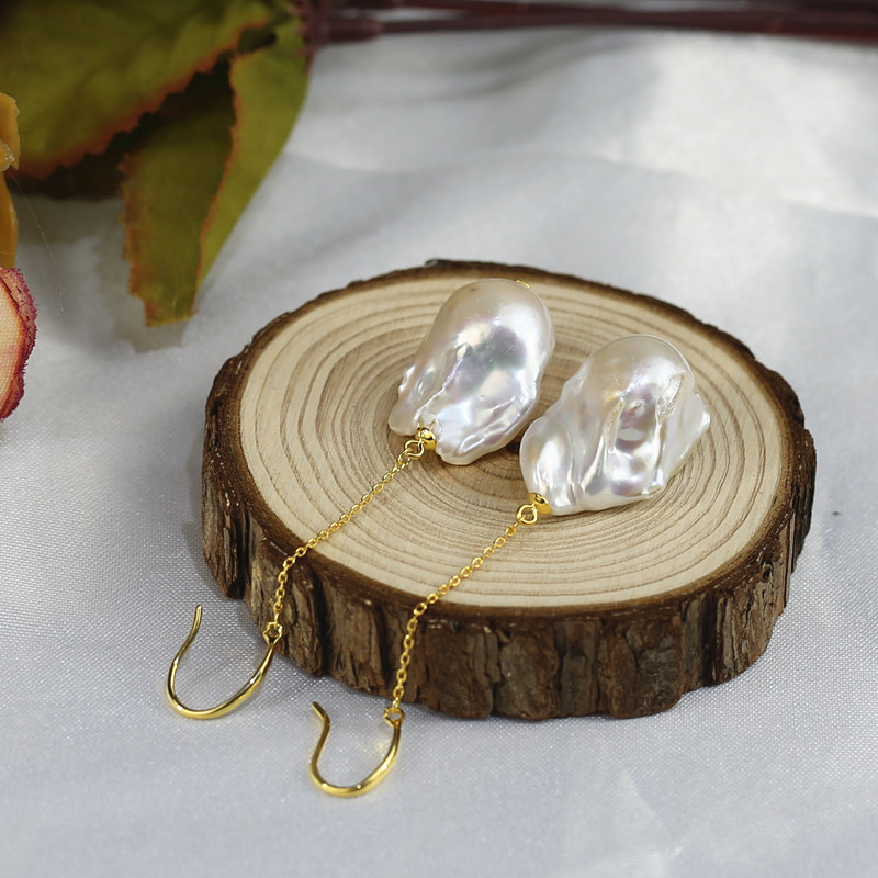 15*20mm Freshwater baroque earring wholesale AA freshwater pearl earrings Natural pearl statement earrings for women