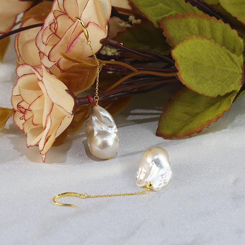 15*20mm Freshwater baroque earring wholesale AA freshwater pearl earrings Natural pearl statement earrings for women