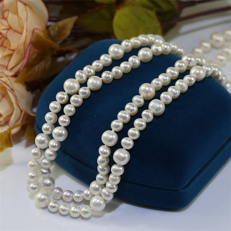 5-8mm Freshwater genuine pearl necklace long  jewelry freshwater pearl necklace wholesale
