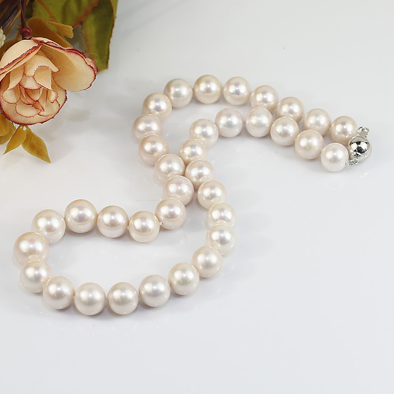 Cultured pearl jewelry real pearl necklace round AA golden color freshwater necklace wholesale  freshwater necklace wholesale