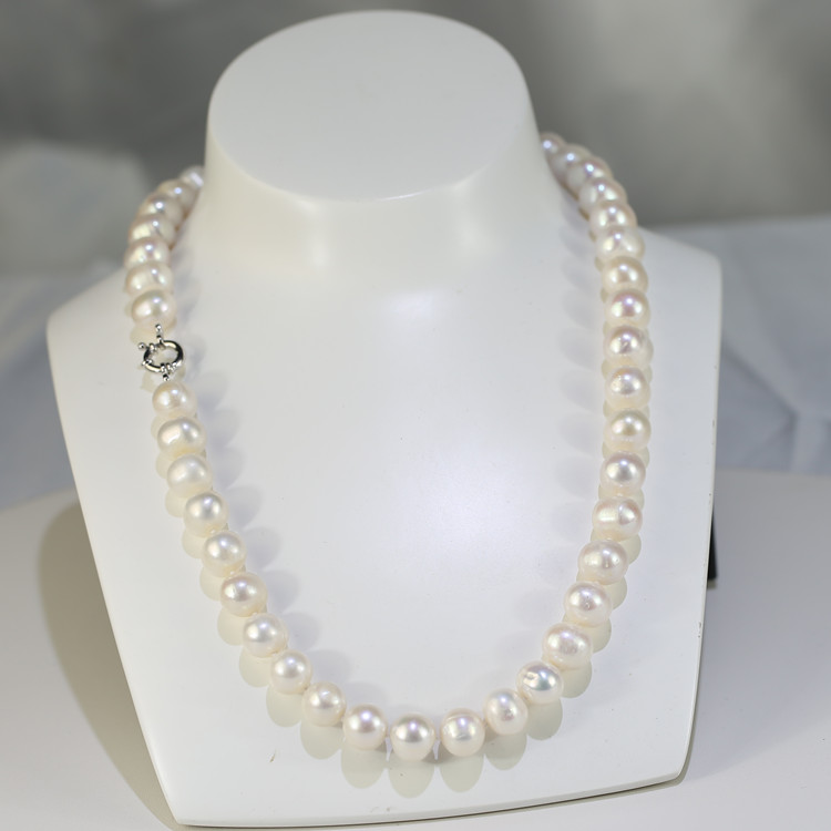 11-12mm Freshwater pearl accessories potato AA- grade white color 18 inches long real freshwater pearl necklace