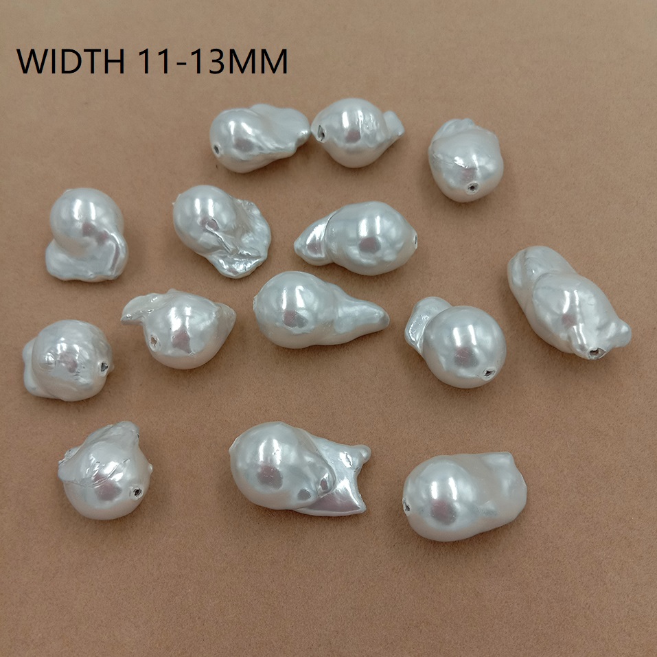 Freshwater pearl baroque pearls beads, 11-16 mm big baroque pearl, shiny white color, Full Hole Drilled. 