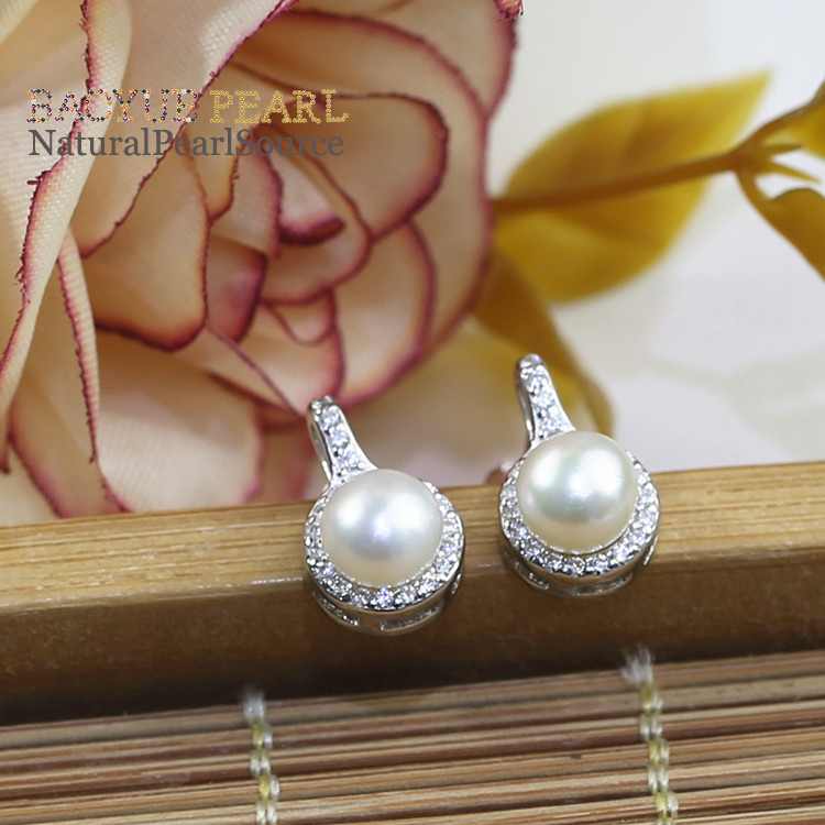 6mm natural Freshwater pearl earring jewelry real pearl earrings, freshwater pearl earrings wholesale
