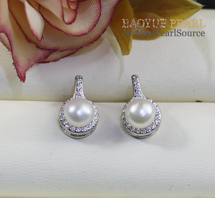 6mm natural Freshwater pearl earring jewelry real pearl earrings, freshwater pearl earrings wholesale