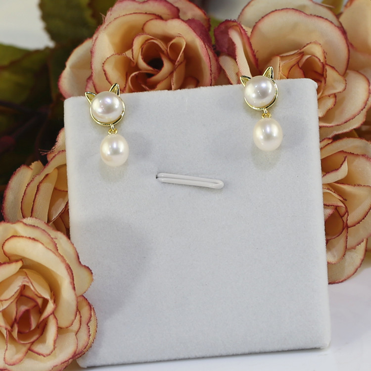 7-8mm cute 925 sterling silver Freshwater pearl earrings and gold earrings, button and drop  shape earings wholesale