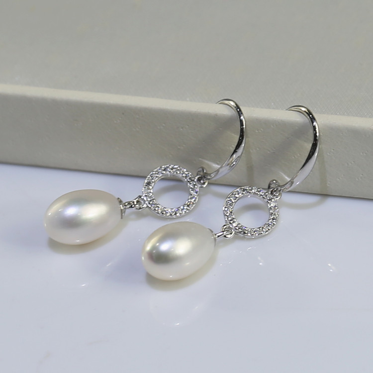 8mm drop hook earring Freshwater pearl earrings stud earrings 925 sterling silver, freshwater pearl earrings wholesale