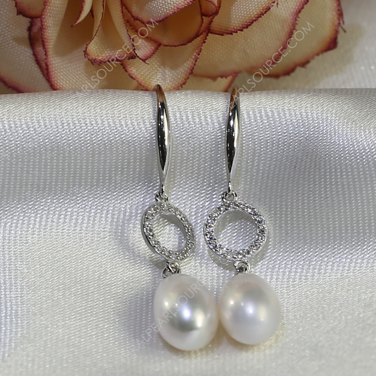8mm drop hook earring Freshwater pearl earrings stud earrings 925 sterling silver, freshwater pearl earrings wholesale