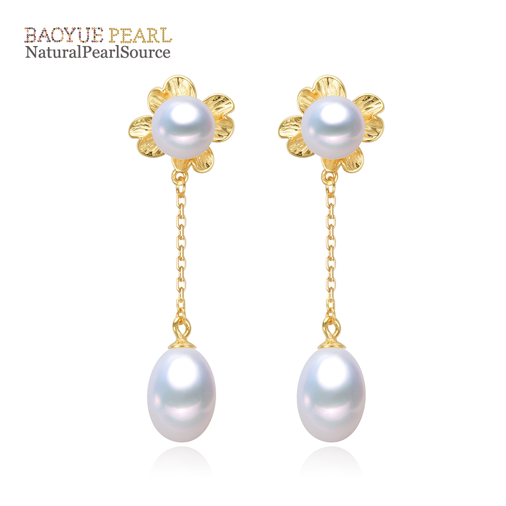 5-8mm Freshwater pearl earrings wholesale, button and drop shape flower shape 925 silver pearl stud freshwater pearl earrings