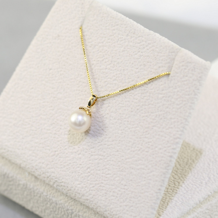 8-8.5mm Freshwater pearl jewelry 18k yellow real gold freshwater pearl pendant freshwater pearl necklace supplier