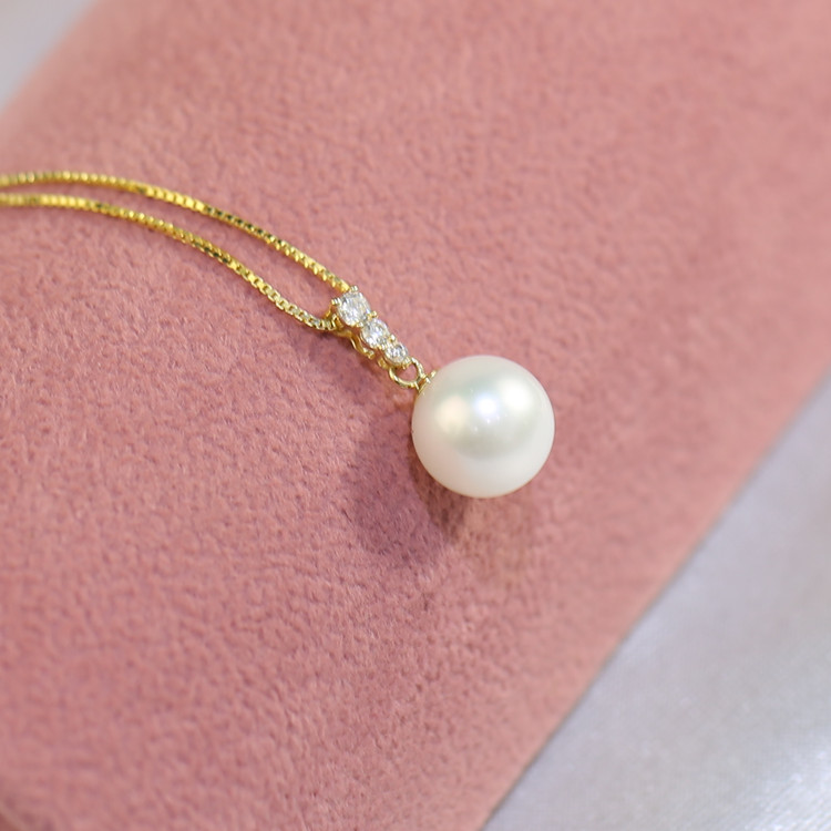 7.5-8mm round freshwater natural pearl necklace gold charm pendant necklace designs pearl necklace manufacturer