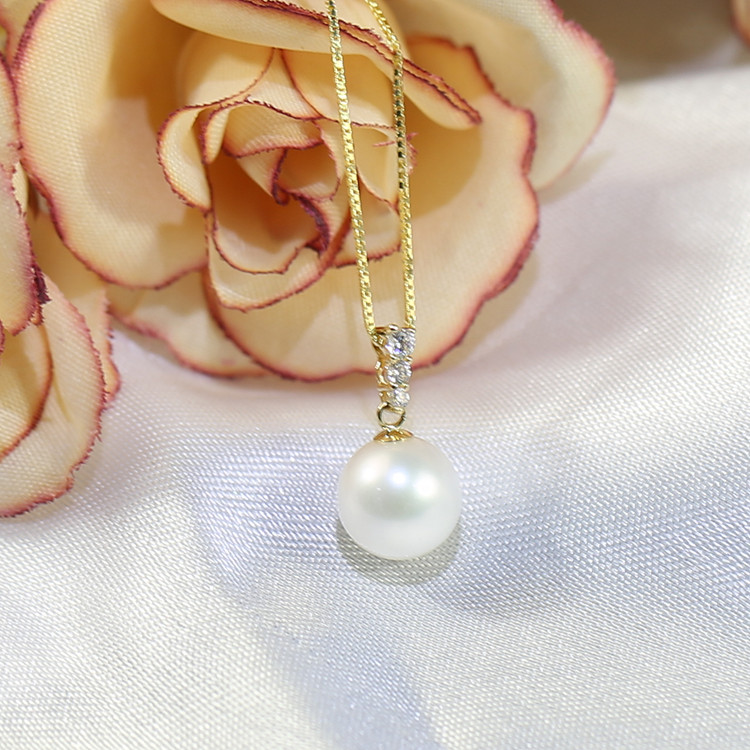 7.5-8mm round freshwater natural pearl necklace gold charm pendant necklace designs pearl necklace manufacturer