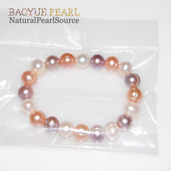 Freshwater pearls bracelet mixed color potato shape silver plated clasp pearl jewelry bracelet