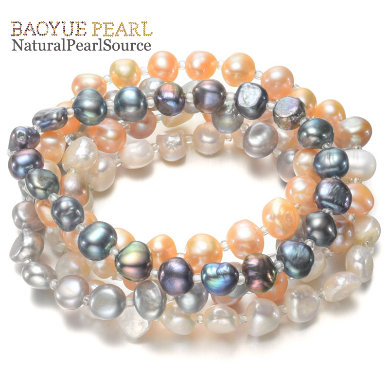 Genuine freshwater pearls 8mm baroque AA handmade pearl bracelet wholesale freshwater pearl jewelry bracelets