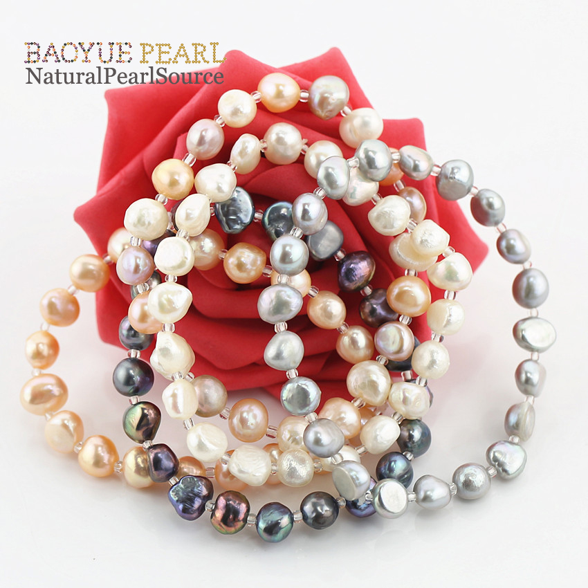 Genuine freshwater pearls 8mm baroque AA handmade pearl bracelet wholesale freshwater pearl jewelry bracelets