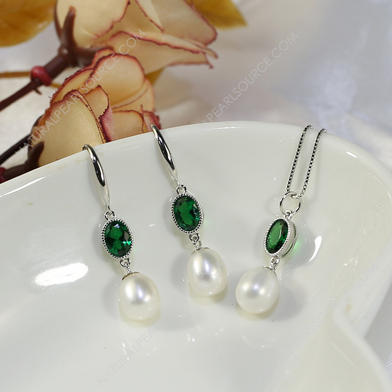 Luxury Women's Natural Drop Pearl Jewelry Sets Freshwater pearl jewelry set wholesale
