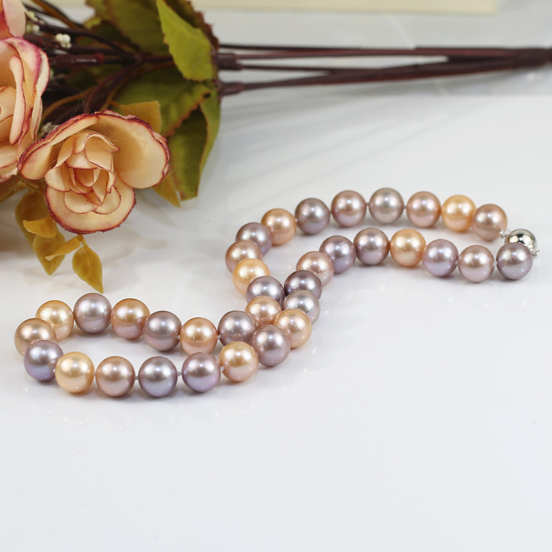 11-13mm multi color natural pearl necklace jewelry for women round shape freshwater necklace wholesale
