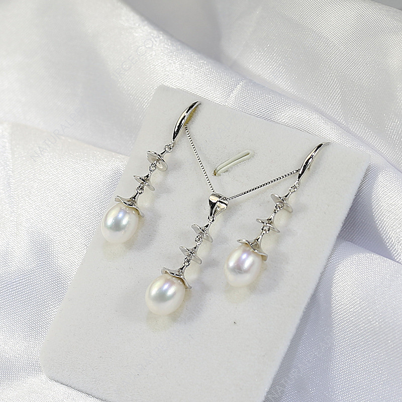 8mm Natural Drop Pearl Jewelry Sets wholesale Freshwater pearl jewelry set wholesale